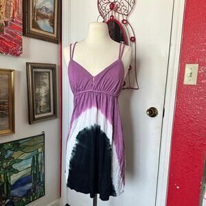 honolua wahine purple white black tie dye dress